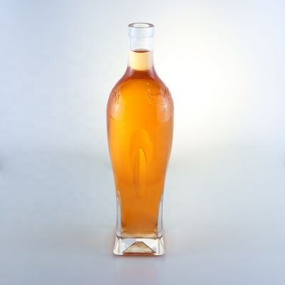 750ml ブランデーまたはウイスキーガラスボトル 独特のデザインと酸エッチ表面のパッケージ