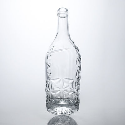 カスタマイズされた形 750ml クローム ポリッシュ シルク印刷 スパークリングワイン シャンパン メタルラベル付き ガラスボトル
