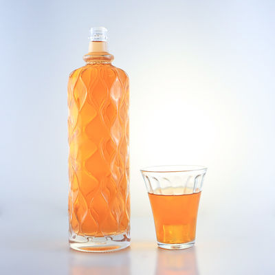 750ml 透明な彫刻ガラスボトル ジン ラム シャンパン ブランデー テキラ ウィスキー 酒