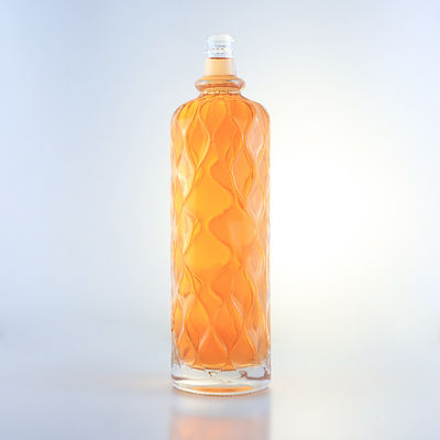 750ml 透明な彫刻ガラスボトル ジン ラム シャンパン ブランデー テキラ ウィスキー 酒