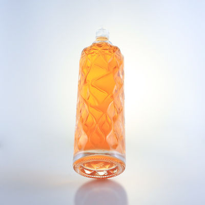 750ml 透明な彫刻ガラスボトル ジン ラム シャンパン ブランデー テキラ ウィスキー 酒