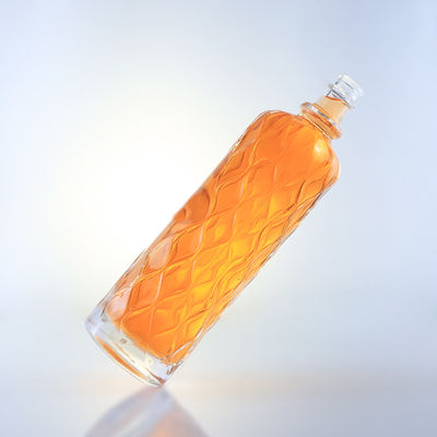 750ml 透明な彫刻ガラスボトル ジン ラム シャンパン ブランデー テキラ ウィスキー 酒