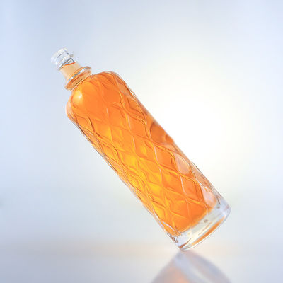 750ml 透明な彫刻ガラスボトル ジン ラム シャンパン ブランデー テキラ ウィスキー 酒