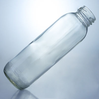 コラー素材 ガラス 350ml 円形のガラスボトル ユニークなカスタムロゴのスクリューキャップ