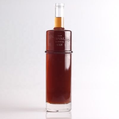 750ml 1リットルの彫刻されたテキラガラスボトル,丸い形とコルク密封タイプ