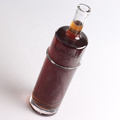 750ml 1リットルの彫刻されたテキラガラスボトル,丸い形とコルク密封タイプ
