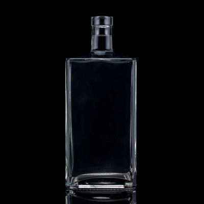 スクリーンプリント 1000ml 透明ガラスボトル ウォッカ用 スクロールキャップ付き