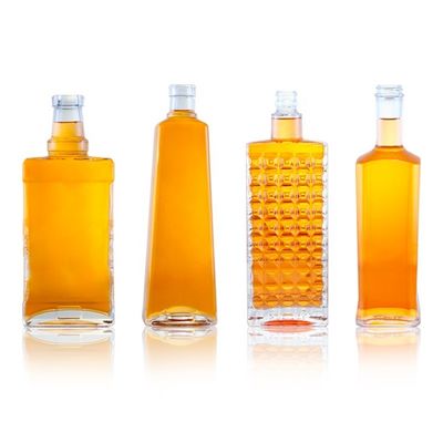 750ml フリントガラス クリア 方形 丸い ジンボトル スクロール トップ 仕上げとフリーデザイン