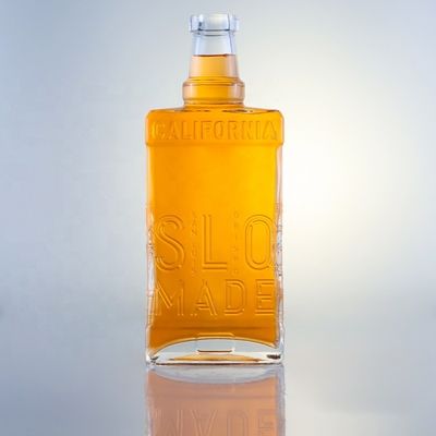 750ml フリントガラス クリア 方形 丸い ジンボトル スクロール トップ 仕上げとフリーデザイン