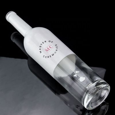 カスタムボトル 750ml ホワイトスプレーペイント ウイスキー ウォッカ 空のガラスボトル コルク付き