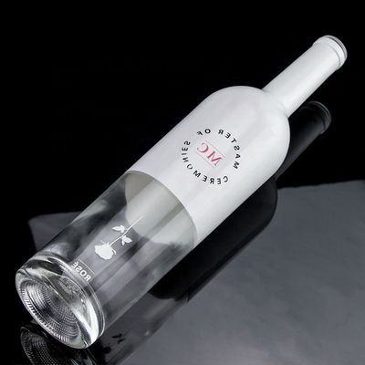 カスタムボトル 750ml ホワイトスプレーペイント ウイスキー ウォッカ 空のガラスボトル コルク付き