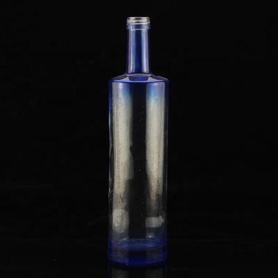 豪華なスクリーン印刷 丸い形 酒とジンの産業用ブルーウォッカボトル