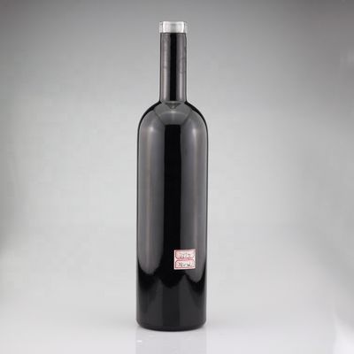 750ml 輝く黒いガラス ウォッカ 塗装 ボトル スクリーン印刷 ジン 閉め 酒瓶