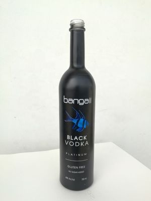 750ml 輝く黒いガラス ウォッカ 塗装 ボトル スクリーン印刷 ジン 閉め 酒瓶