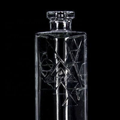 750ml 丸型 豪華な スーパー フリント 三角形 ピラミッド ガラス ボトル コーク ロゴ 印刷