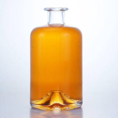 ガラスカラー 750ml ショート ネック 丸形 空き 透明 石灰石 ジン ラム シャンパン 酒類 酒類 コルク付き ボトル