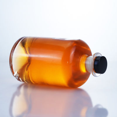 ガラスカラー 750ml ショート ネック 丸形 空き 透明 石灰石 ジン ラム シャンパン 酒類 酒類 コルク付き ボトル