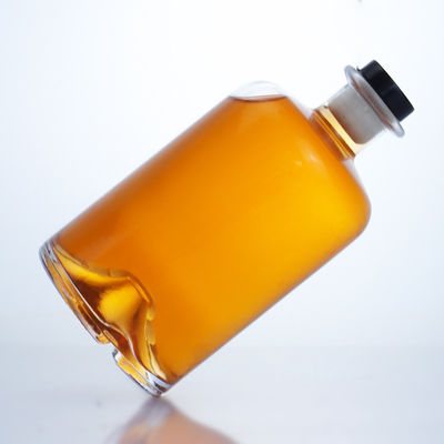 ガラスカラー 750ml ショート ネック 丸形 空き 透明 石灰石 ジン ラム シャンパン 酒類 酒類 コルク付き ボトル