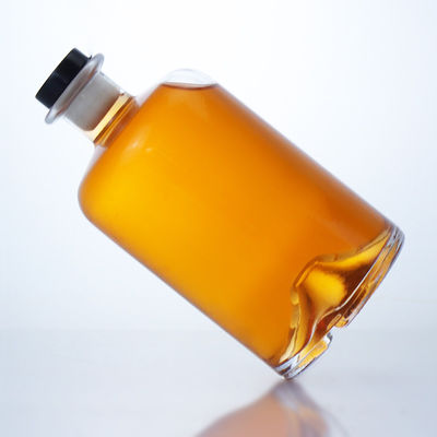 ガラスカラー 750ml ショート ネック 丸形 空き 透明 石灰石 ジン ラム シャンパン 酒類 酒類 コルク付き ボトル