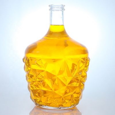 透明またはカスタマイズされたデカル丸いガラスボトル ラム ウォッカ ウィスキー テキラ ジン