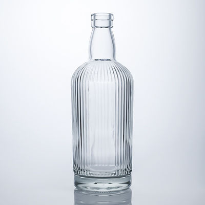 750ml 丸い形ガラスボトル ストライプとコルク ラム ウォッカ ウィスキー テキラ ジン