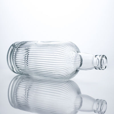 750ml 丸い形ガラスボトル ストライプとコルク ラム ウォッカ ウィスキー テキラ ジン