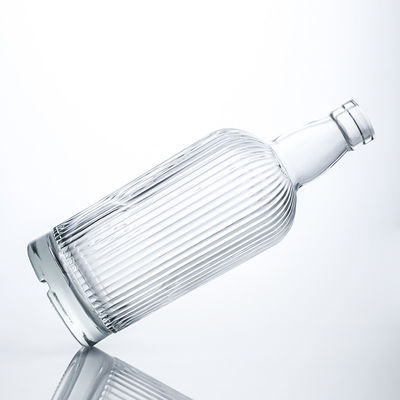 750ml 丸い形ガラスボトル ストライプとコルク ラム ウォッカ ウィスキー テキラ ジン