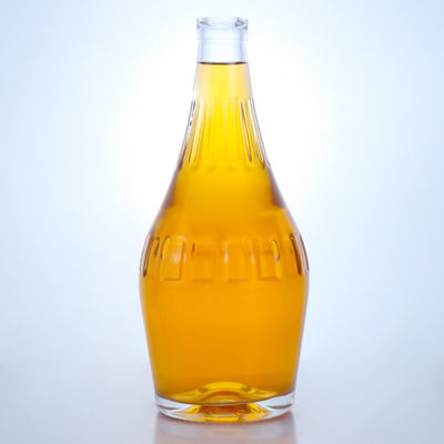 シャンパン用700ml 豪華なデザインの 透明な石灰色のガラスボトル 独特の形と空っぽ