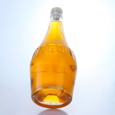 シャンパン用700ml 豪華なデザインの 透明な石灰色のガラスボトル 独特の形と空っぽ