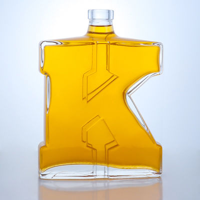 750ml クリア フリント ガラス ボトル ジン・ラム・シャンパン・ブランデー・ウイスキー 独特の形