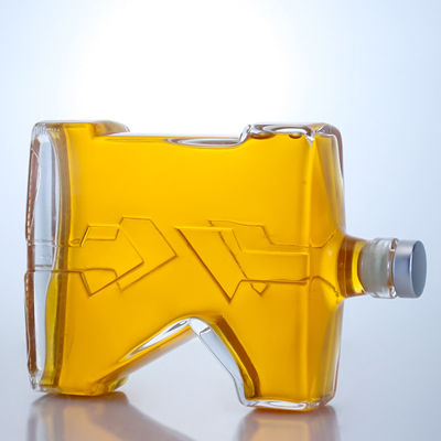 750ml クリア フリント ガラス ボトル ジン・ラム・シャンパン・ブランデー・ウイスキー 独特の形