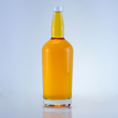 カスタマイズされたロゴ 750ml クリア・フリント・ラウンド・ガラスボトル ジン・ラム シャンパン・リコー