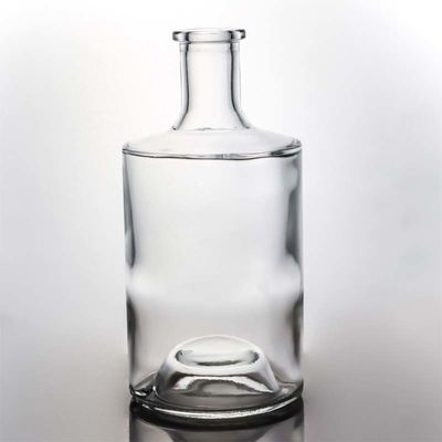 クリアまたはカスタマイズされた丸い形 750ml 1000ml ウイスキー用木のコルク付きガラスボトル