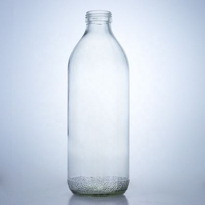 透明な1020mlガラスボトル 螺旋蓋とユニークな形状