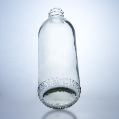 透明な1020mlガラスボトル 螺旋蓋とユニークな形状