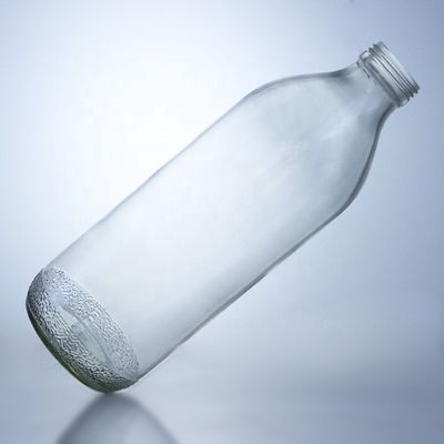 透明な1020mlガラスボトル 螺旋蓋とユニークな形状