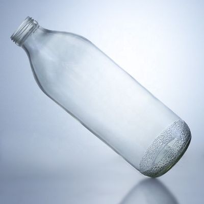 透明な1020mlガラスボトル 螺旋蓋とユニークな形状