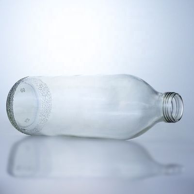透明な1020mlガラスボトル 螺旋蓋とユニークな形状