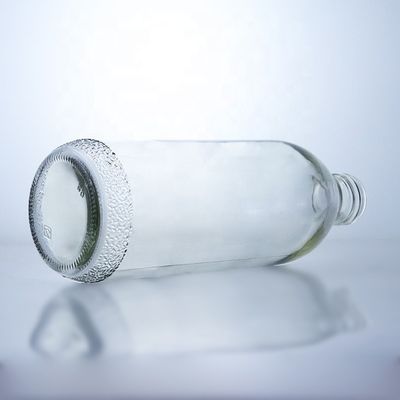透明な1020mlガラスボトル 螺旋蓋とユニークな形状