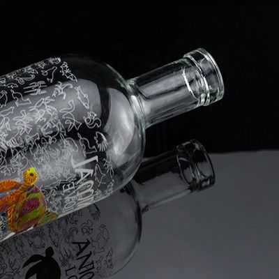 フリントグラス 2022 デザイン 透明デカル ガラスボトル ジン ウイスキー ラム テキラ ブランデー