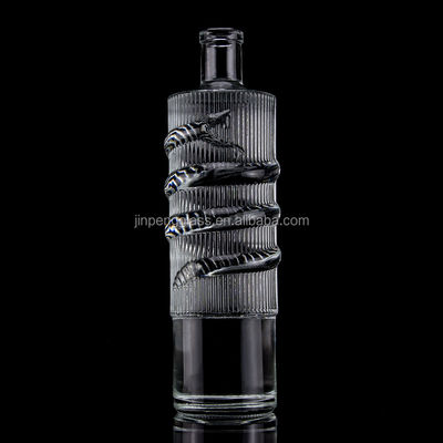 豪華 彫刻ガラスボトル 750ml 1000ml クリア フリント ジン ラム シャンパン テキラ コルクのウイスキーボトル