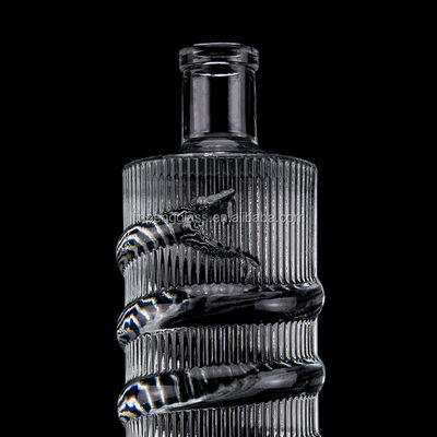 豪華 彫刻ガラスボトル 750ml 1000ml クリア フリント ジン ラム シャンパン テキラ コルクのウイスキーボトル