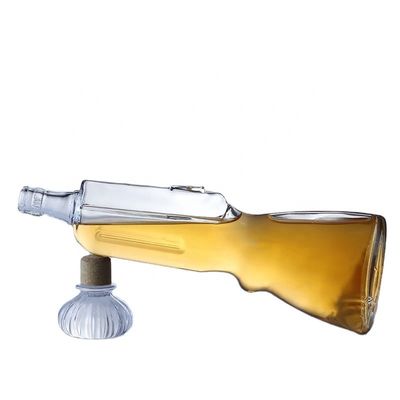 500ml ウイスキー ガラス ボトル 銃 形 オープン 模様 700ml ウォッカ ボトル 飲料産業用