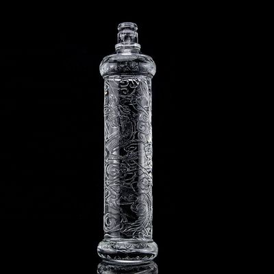 美しいドラゴン 彫刻されたガラスボトル 金色の蓋付き オーダーメイドロゴとガラスベース