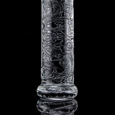 美しいドラゴン 彫刻されたガラスボトル 金色の蓋付き オーダーメイドロゴとガラスベース